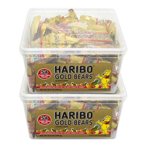 Haribo Goldbears Gummi Candy Assorted Flavors 0.4 Oz Pouch 54/tub 2 Tubs/Case