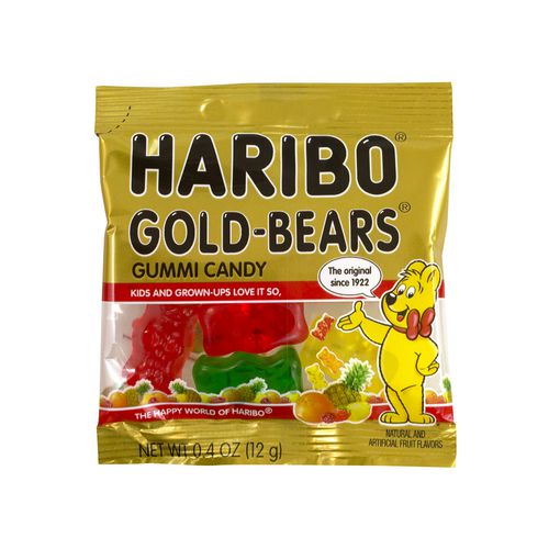 Haribo Goldbears Gummi Candy Assorted Flavors 0.4 Oz Pouch 54/tub 2 Tubs/Case