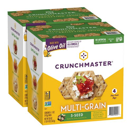 Crunchmaster 5-seed Multi-grain Crunchy Oven Baked Crackers Original 5 Oz Bags 4/box 2 Boxes/Case