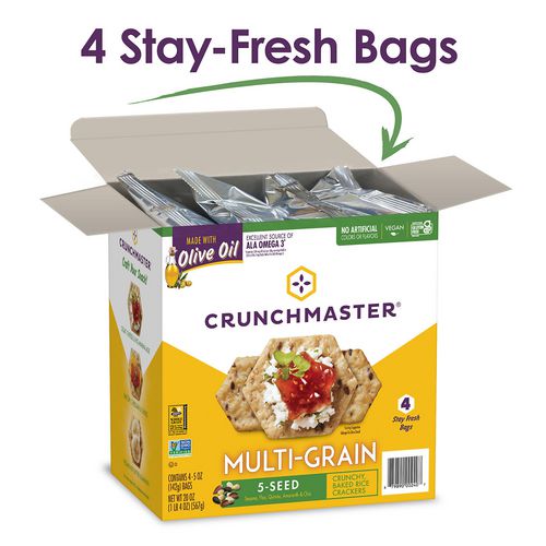 Crunchmaster 5-seed Multi-grain Crunchy Oven Baked Crackers Original 5 Oz Bags 4/box 2 Boxes/Case