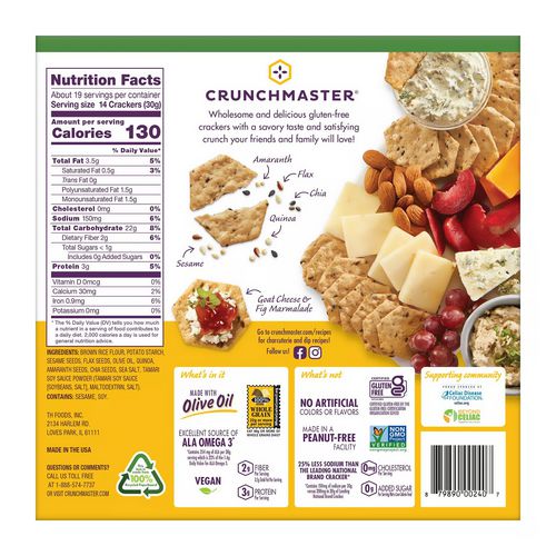 Crunchmaster 5-seed Multi-grain Crunchy Oven Baked Crackers Original 5 Oz Bags 4/box 2 Boxes/Case