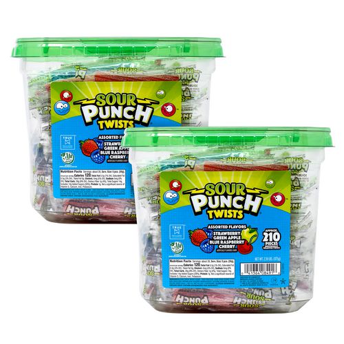 Sour Punch Twists Variety 2.59 Lb Tub Approx. 210 Pieces/tub 2 Tubs