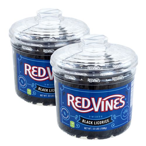 Red Vines Black Licorice Twists 3.5 Lb Jar 2/Case