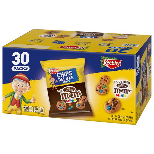 Keebler M&m Cookie Packs Chocolate 1.6 Oz Pouch 30/box 2 Boxes/Case