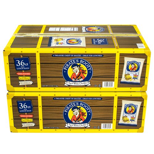 Pirate's Booty Natural Aged White Cheddar Baked Corn Puffs 0.5 Oz Bag 36/box 2 Boxes/Case