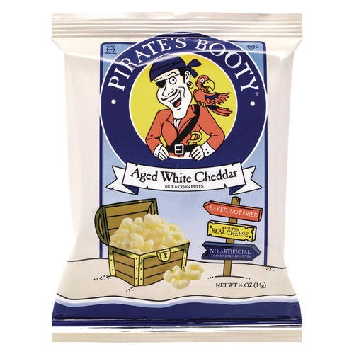 Pirate's Booty Natural Aged White Cheddar Baked Corn Puffs 0.5 Oz Bag 36/box 2 Boxes/Case