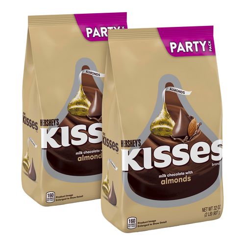 Hershey's Kisses With Almonds Milk Chocolate 32 Oz Pack 2 Packs/Case