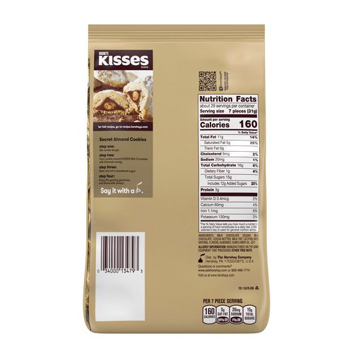 Hershey's Kisses With Almonds Milk Chocolate 32 Oz Pack 2 Packs/Case