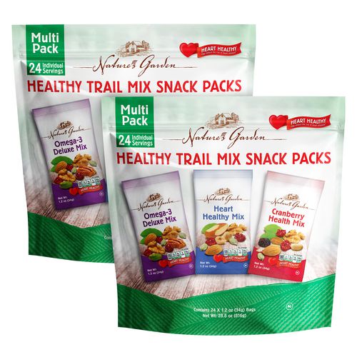 Nature's Garden Healthy Trail Mix Snack Packs Assorted Flavors 1.2 Oz Pouch 24/bag 2 Bags/Case