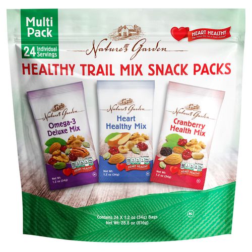 Nature's Garden Healthy Trail Mix Snack Packs Assorted Flavors 1.2 Oz Pouch 24/bag 2 Bags/Case