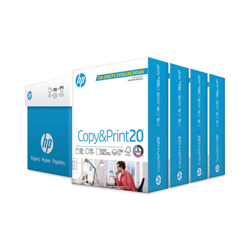 HP Papers Copyandprint20 Paper 92 Bright 20 Lb Bond Weight 8.5x11 White 750 Sheets/ream 4 Reams/Case