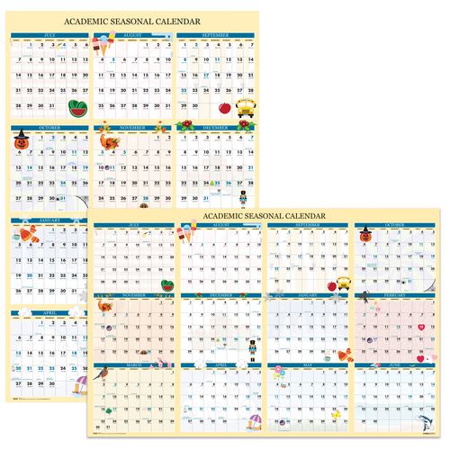 House Of Doolittle Recycled Academic Seasonal Laminated Wall Calendar Illustrated Seasons 24x37 12-month (july To June) 2024 To 2025