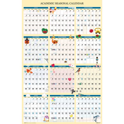 House Of Doolittle Recycled Academic Seasonal Laminated Wall Calendar Illustrated Seasons 24x37 12-month (july To June) 2024 To 2025