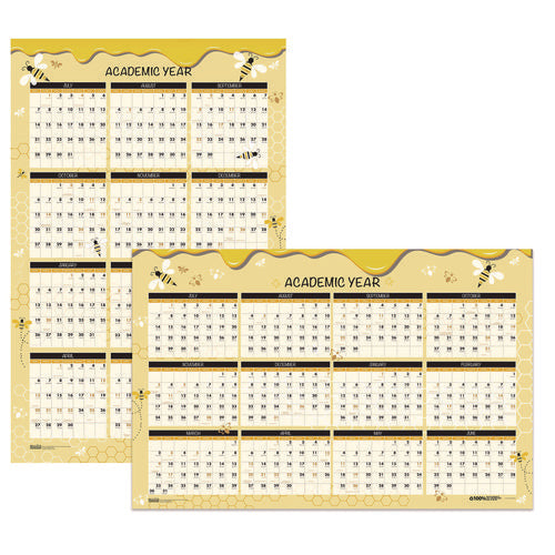 House Of Doolittle 100% Recycled Academic Honeycomb Laminated Wall Calendar 24x37 Tan/yellow Sheets 12-month (july-june): 2024 To 2025
