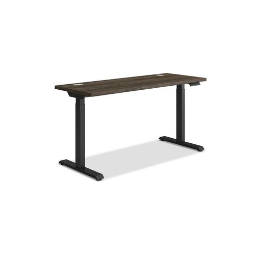 HON Coordinate Height Adjustable Desk Bundle 2-stage 58"x22"x27.75" To 47" Florence Walnut\black