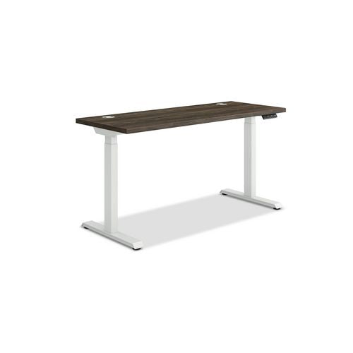 HON Coordinate Height Adjustable Desk Bundle 2-stage 58"x22"x27.75" To 47" Florence Walnut/designer White