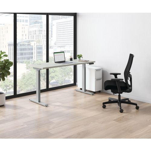 HON Coordinate Height Adjustable Desk Bundle 2-stage 70"x22"x27.75" To 47" Silver Mesh\silver