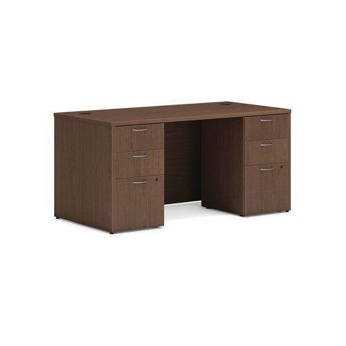 HON Mod Double Pedestal Desk Bundle 60"x30"x29" Sepia Walnut