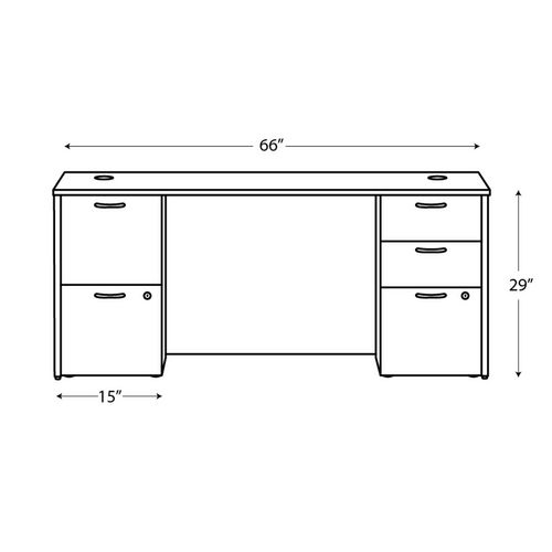 HON Mod Double Pedestal Desk Bundle 66"x30"x29" Traditional Mahogany