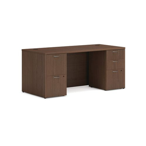 HON Mod Double Pedestal Desk Bundle 66"x30"x29" Sepia Walnut