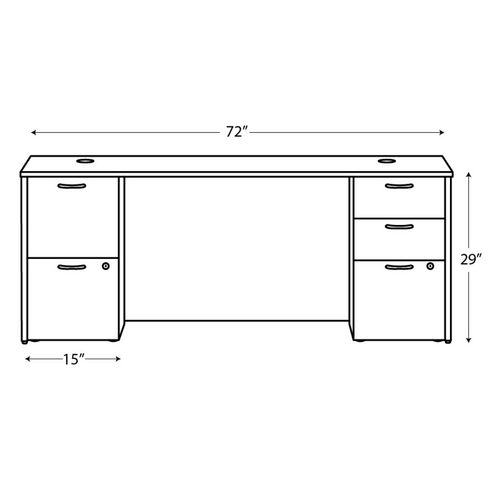 HON Mod Double Pedestal Desk Bundle 72"x30"x29" Slate Teak