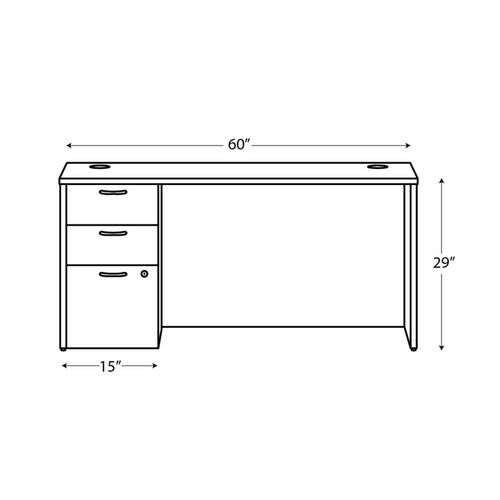 HON Mod Single Pedestal Desk Bundle 60"x30"x29" Slate Teak