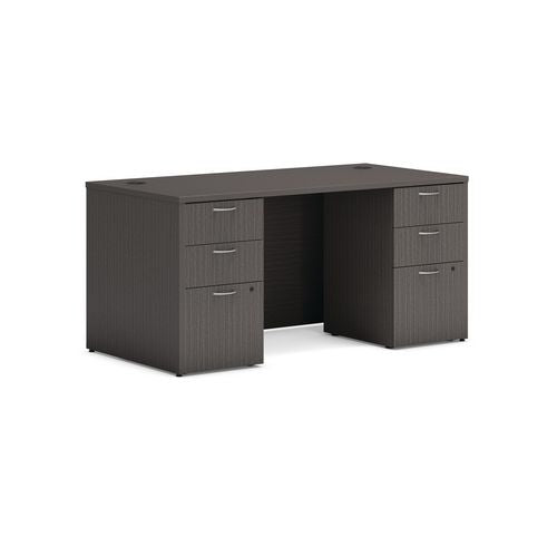 HON Mod Double Pedestal Desk Bundle 60"x30"x29" Slate Teak
