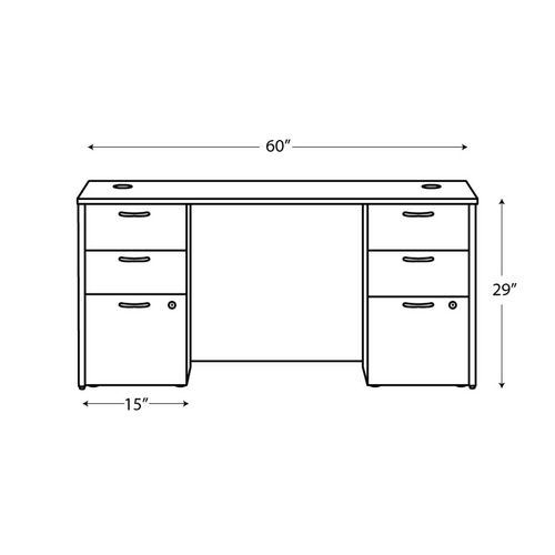 HON Mod Double Pedestal Desk Bundle 60"x30"x29" Slate Teak