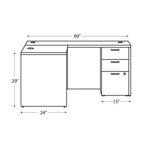 HON Mod L-station Single Pedestal Desk Bundle 60"x72"x29" Slate Teak