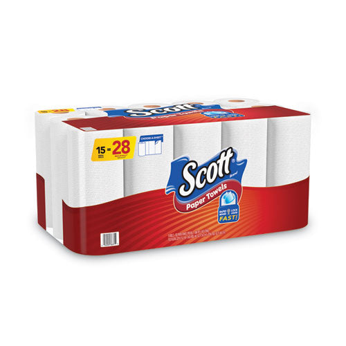 Scott Choose-a-sheet Mega Kitchen Roll Paper Towels 1-ply 7.31x11 White 100/roll 15 Rolls Carton