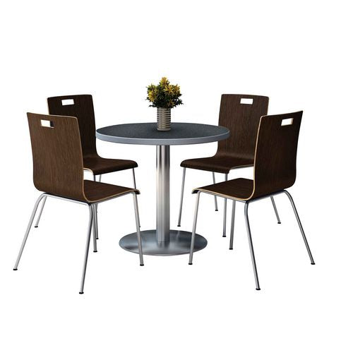 KFI Studios Pedestal Table With Four Espresso Jive Series Chairs Round 36" Diax29h Graphite Nebula