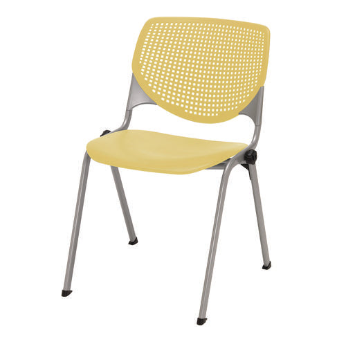 KFI Studios Pedestal Table With Four Yellow Kool Series Chairs Round 36" Diax29h Designer White