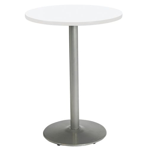 KFI Studios Pedestal Bistro Table With Four Navy Kool Series Barstools Round 36" Diax41h Designer White