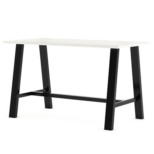 KFI Studios Midtown Dining Table With Four Black Kool Series Chairs 36x72x30 Designer White