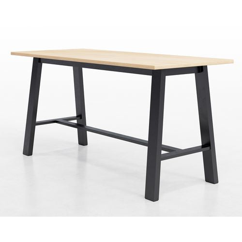 KFI Studios Midtown Bistro Dining Table With Four Light Gray Kool Barstools 36x72x41 Kensington Maple