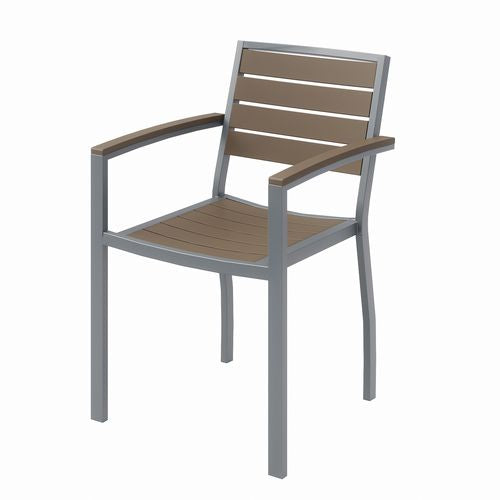 KFI Studios Eveleen Outdoor Patio Table With Two Mocha Powder-coated Polymer Chairs 30" Diax29h Gray