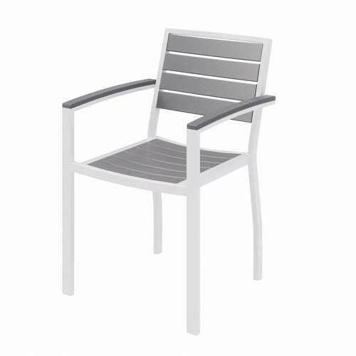 KFI Studios Eveleen Outdoor Patio Table With 2 Gray Powder-coated Polymer Chairs 30" Diax29h Designer White Ships In 4-6 Bus Days
