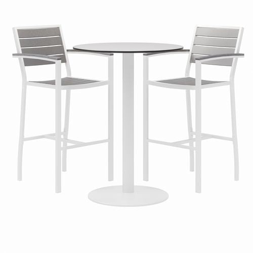 KFI Studios Eveleen Outdoor Bistro Patio Table 2 Gray Powder-coated Polymer Barstools Round 30" Diax41h Whiteships In 4-6 Bus Days