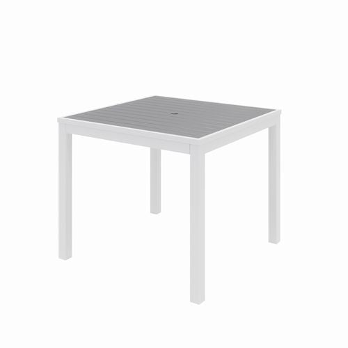 KFI Studios Eveleen Outdoor Patio Table With Four Gray Powder-coated Polymer Chairs 32" Square Gray