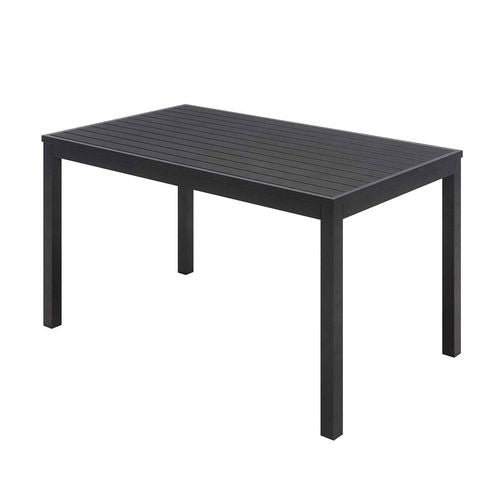 KFI Studios Eveleen Outdoor Patio Table W/ Two Black Powder-coated Polymer Chairs And Two Benches 32x55 Gray Ships In 4-6 Bus Days