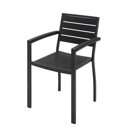 KFI Studios Eveleen Outdoor Patio Table With Four Black Powder-coated Polymer Chairs Square 35" Black