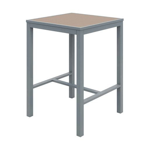 KFI Studios Eveleen Outdoor Bistro Patio Table With Two Mocha Powder-coated Polymer Barstools 30" Square Mocha Ships In 4-6 Bus Days