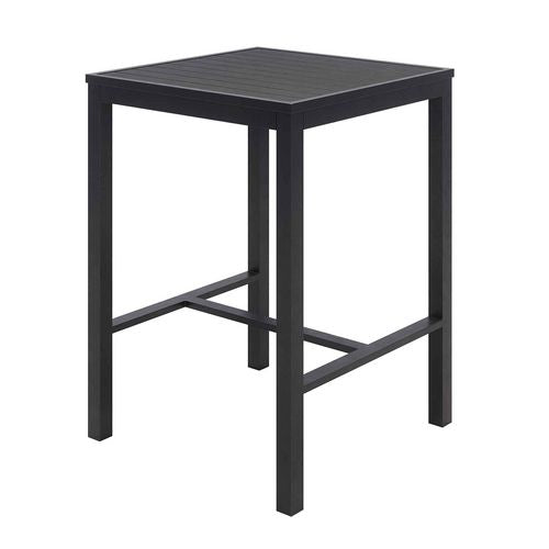 KFI Studios Eveleen Outdoor Bistro Patio Table With Two Black Powder-coated Polymer Barstools 30" Square Black Ships In 4-6 Bus Days