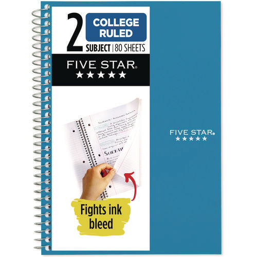 Five Star Wirebound Notebook 2-subject Medium/college Rule Randomly Assorted Cover Color (80) 9.6x6 Sheets