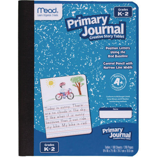 Mead Primary Journal Half Page Ruled Blue Marble Cover Primary Rule (100) 9.75x7.5 Sheets