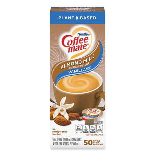 Coffee Mate Plant-based Almond Milk Non-dairy Liquid Creamer Singles Natural Vanilla 0.38 Oz Tubs 50/box