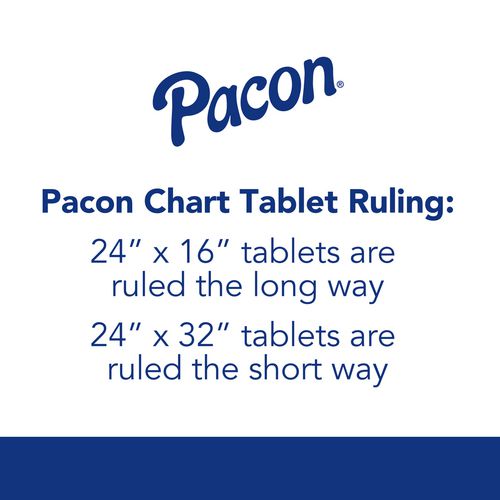 Pacon Chart Tablets Presentation Format (1" Rule) 24x32 White 25 Sheets 12/Case