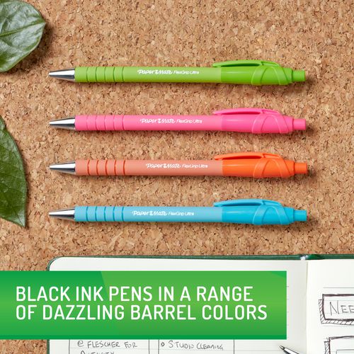 Paper Mate Flexgrip Ultra Recycled Ballpoint Pen Retractable Medium 1 Mm Black Ink Assorted Barrels Dozen