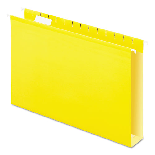 Pendaflex Extra Capacity Reinforced Hanging File Folders With Box Bottom 2" Capacity Legal Size 1/5-cut Tabs Yellow 25/box