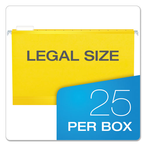 Pendaflex Extra Capacity Reinforced Hanging File Folders With Box Bottom 2" Capacity Legal Size 1/5-cut Tabs Yellow 25/box